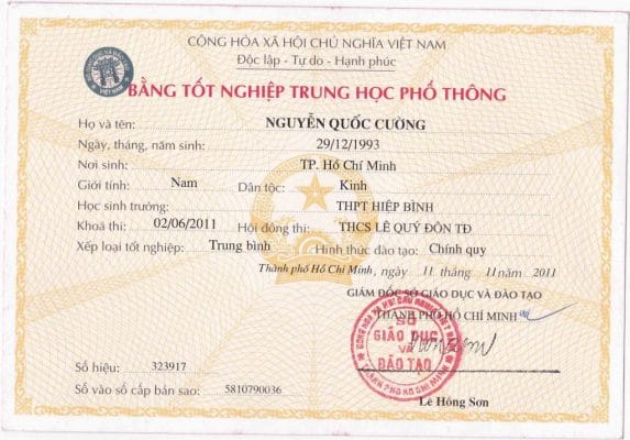 Làm bằng tốt nghiệp THPT từ năm 2015 đổ về trước