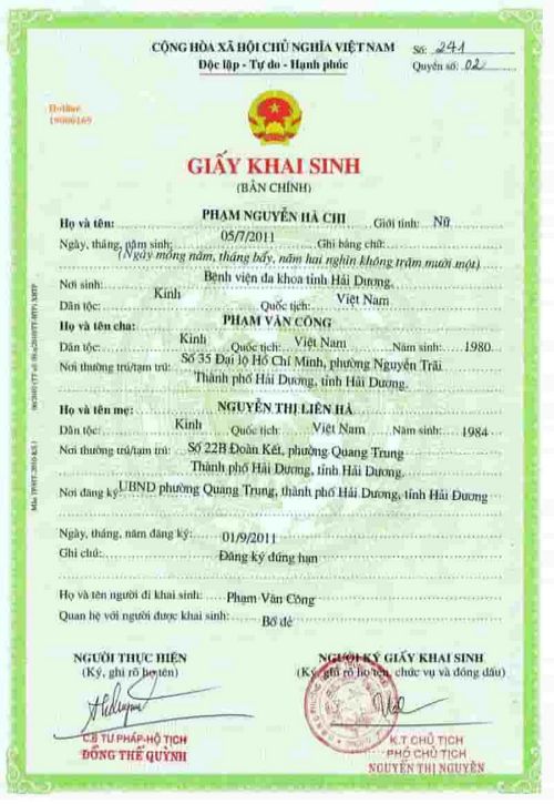 Làm giấy khai sinh giả