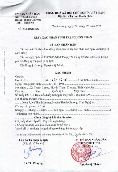 Làm giấy xác nhận độc thân giả