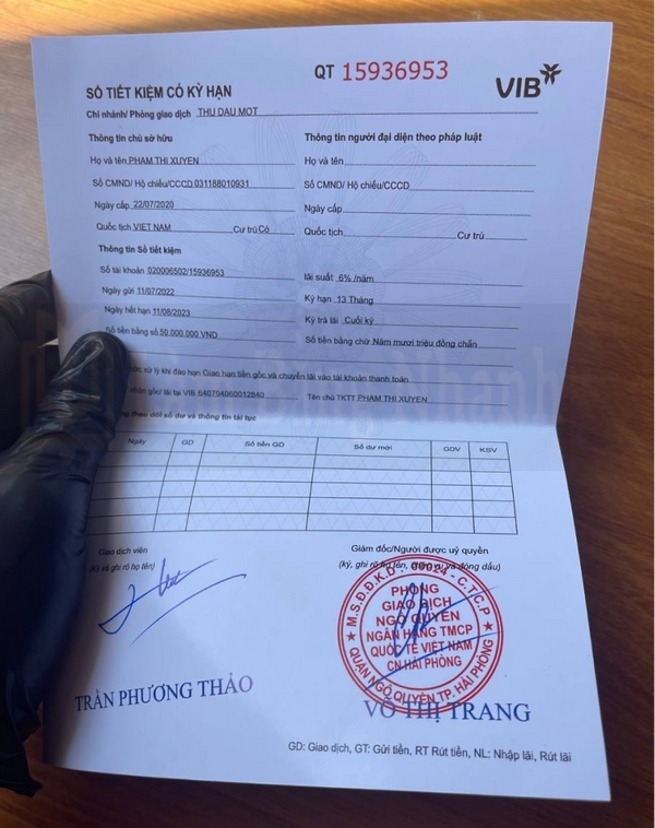 Làm sổ tiết kiệm ngân hàng VIB
