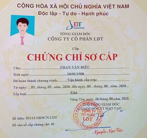 Làm Chứng Chỉ Cẩu Trục Phôi Thật Lấy Ngay Tại Làm Bằng Nhanh