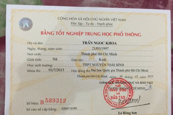 MỘT SỐ MẪU BẰNG cấp 3 DO LÀM BẰNG NHANH THỰC HIỆN